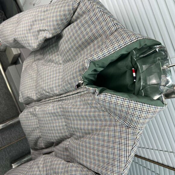 Thom Browne Reversible Quilted Houndstooth Down Jacket - Sage Green - Picture 4 of 9